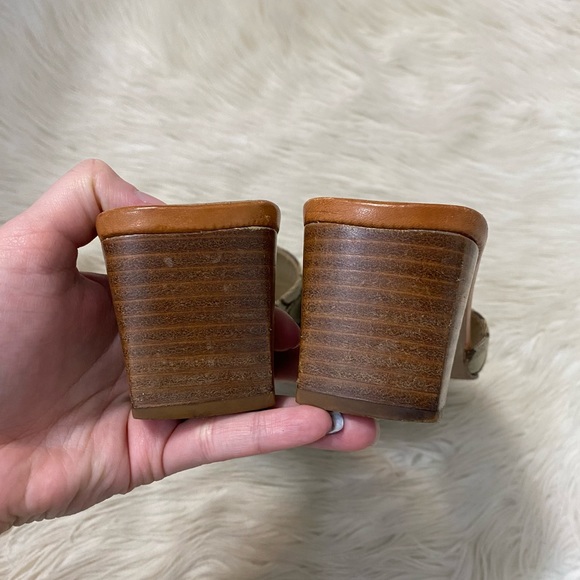 Coach Y2K Marcia Tan Signature Logo Slip On Square Toe Sandals Mule Heels 90s - Picture 6 of 9